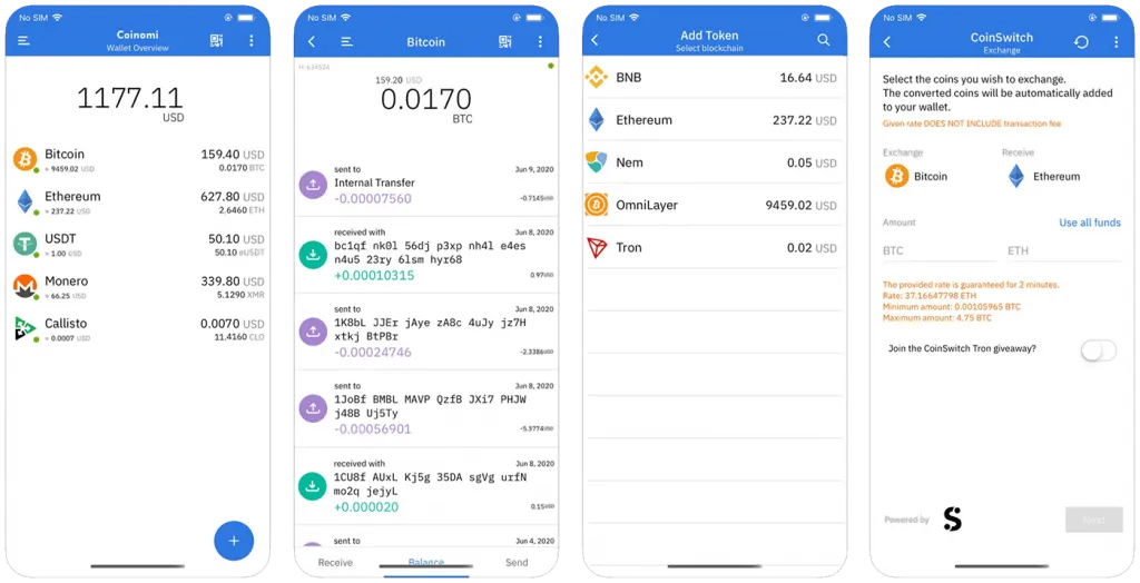 Coinomi Bitcoin wallet for iPad