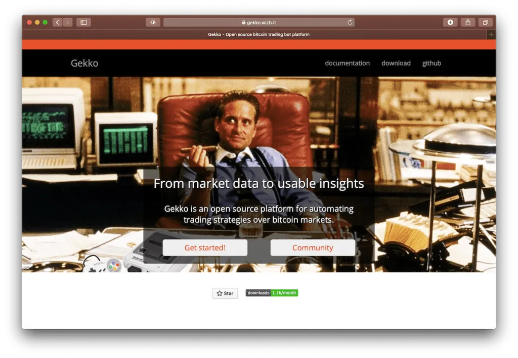 Screenshot of Gekko’s website