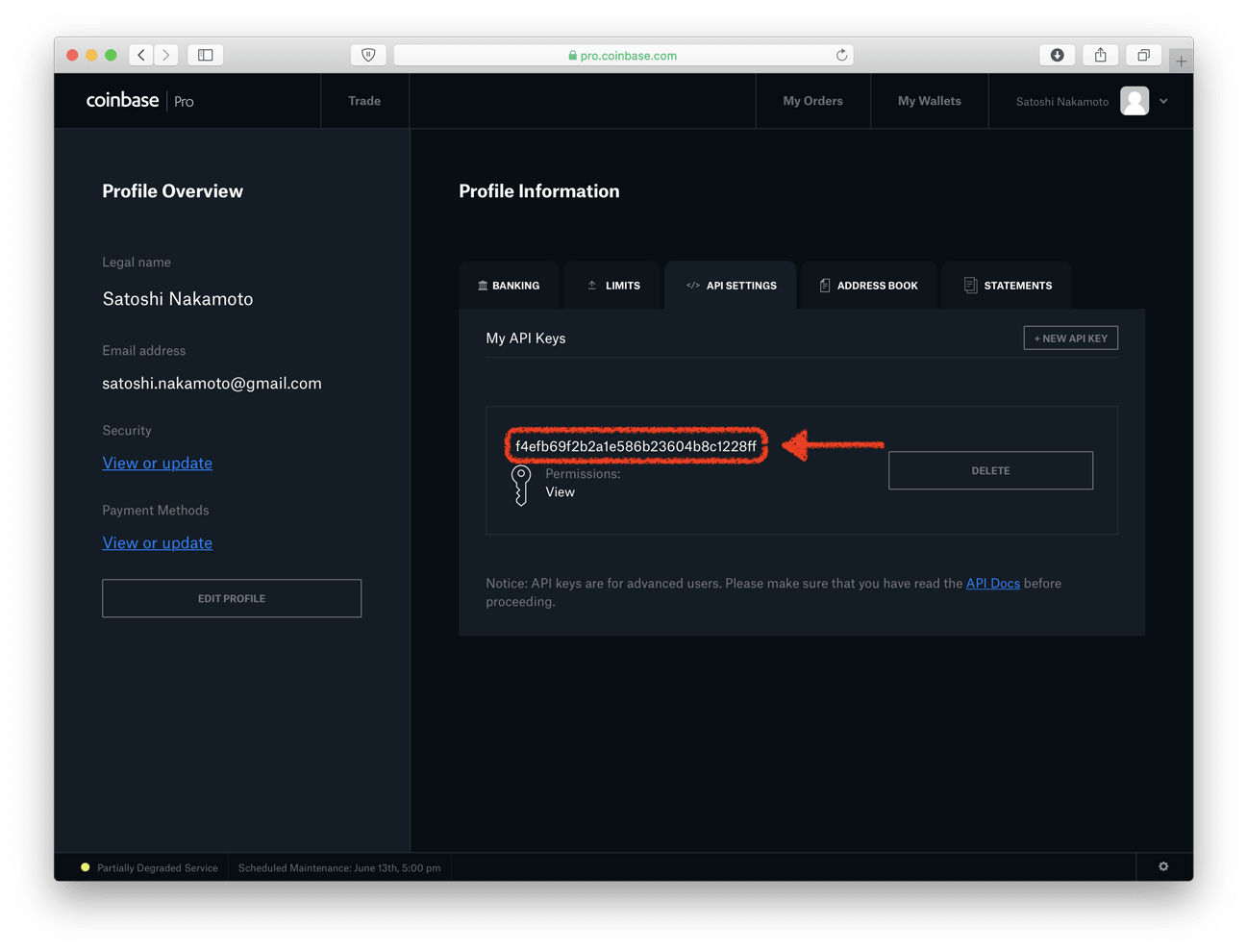 coinbase pro api secret