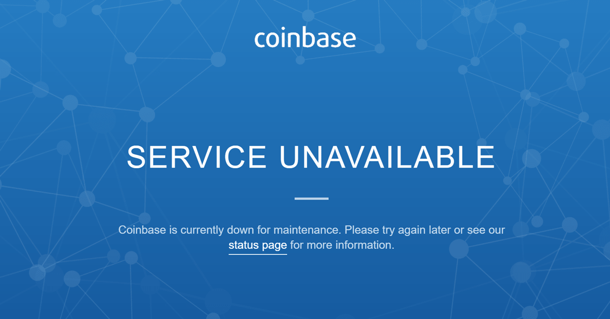 Coinbase's server down error page