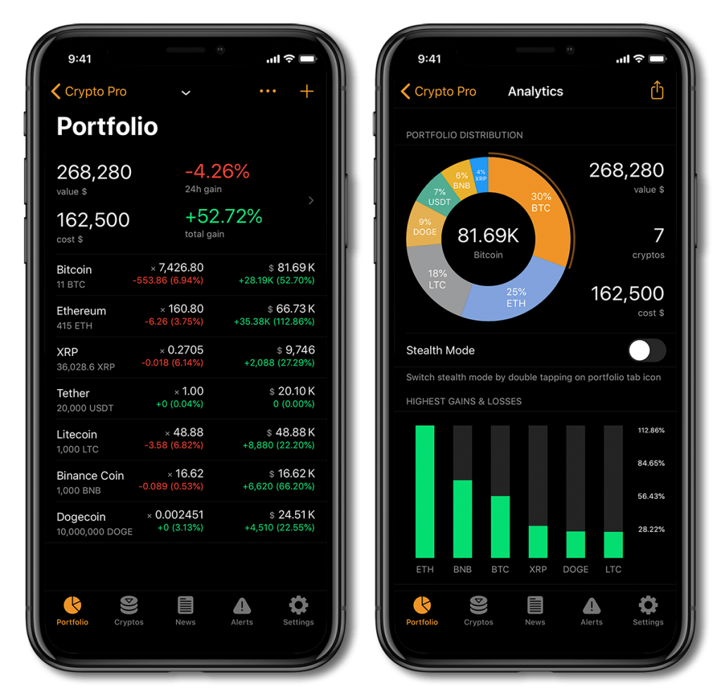 Crypto Pro Cryptocurrency portfolio tracker app