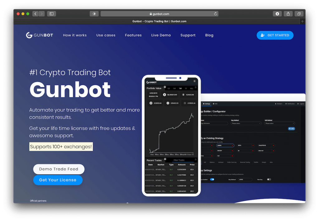 Screenshot of GunBot's website