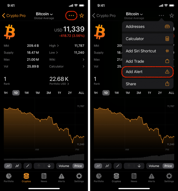 How to set up crypto price alerts 0058 bitcoin